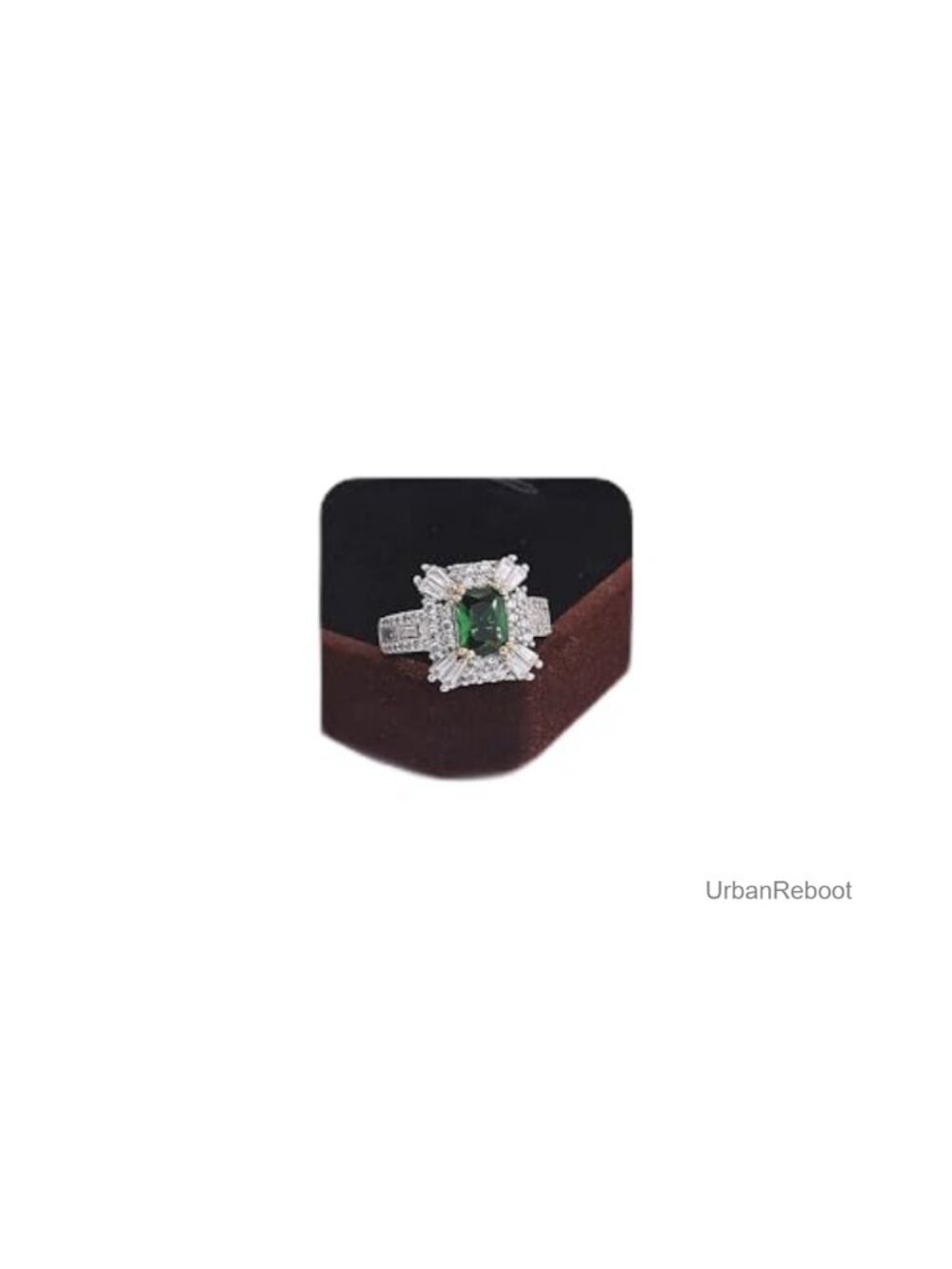 Gixaxak 18K White Gold Plating Square Gemstone Statement Ring Size 9